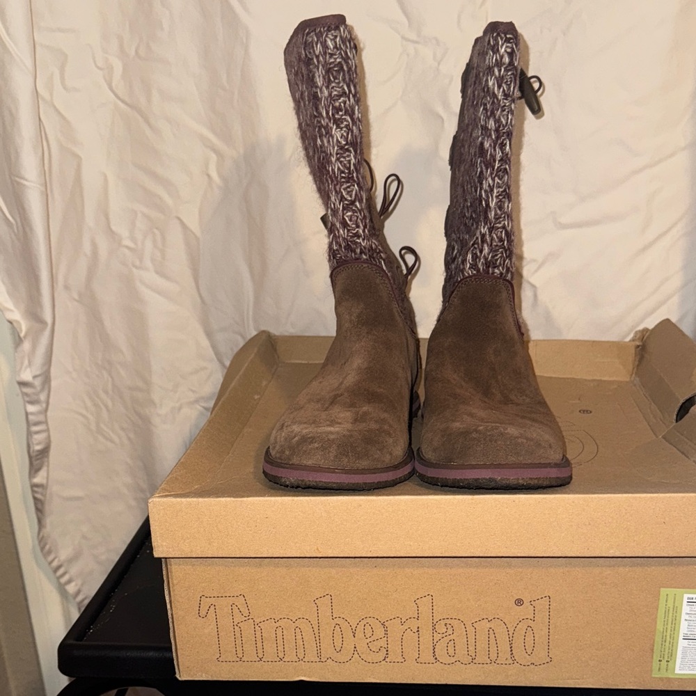 Timberland Women's Brown Knit-Top Boots